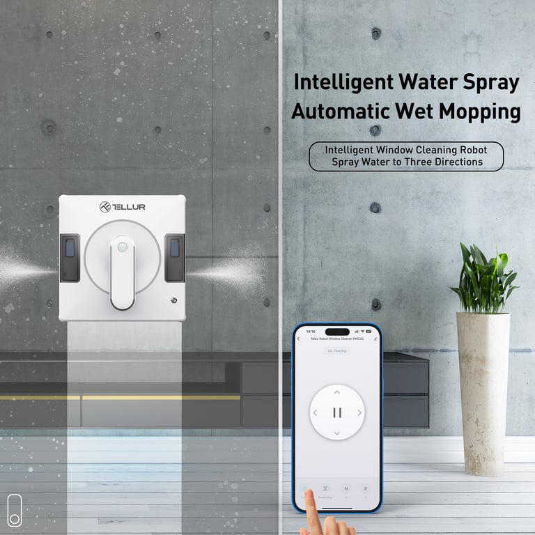 Tellur Robot Limpiacristales Smart WiFi, RWC02, 72W, dos depósitos de agua, anti caída, blanco