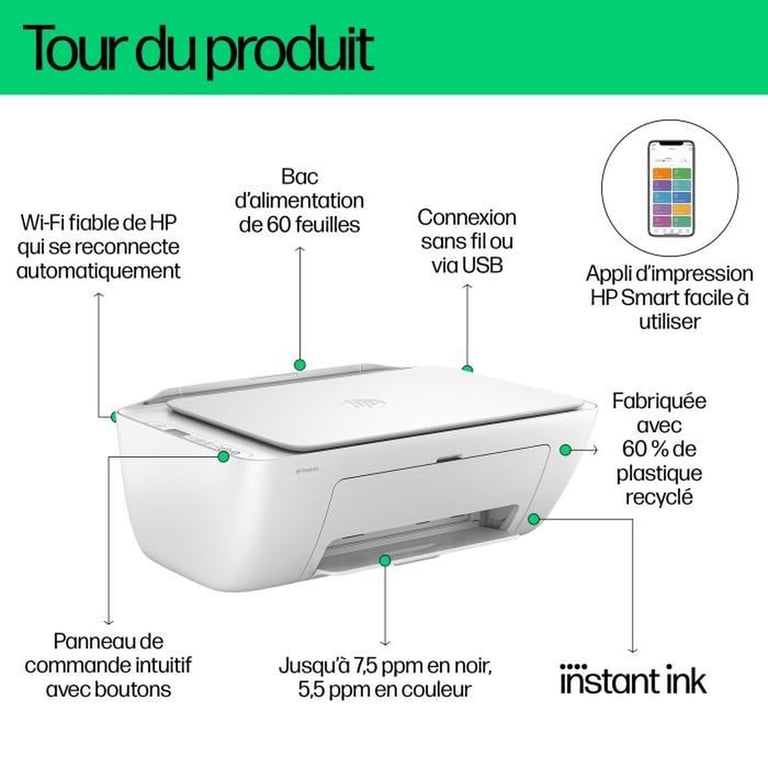 Imprimante Multifonctions Jet D'encre Instant Ink Deskjet Hp - vue 9