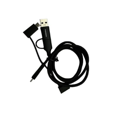 Câble triple Thomson 1,5 m USB-A + USB-C vers Micro-USB / Lightning / USB-C tressé Noir