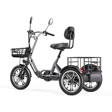 Tricycle cargo électrique Cysum T1 Pro : moteur 250 W, batterie 48 V 22 Ah, pneus 16 x 2,3 pouces