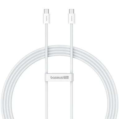 Baseus USB-C / USB-C 30W PD 480 Mbps Cable de datos y carga rápida 2 metros Blanco
