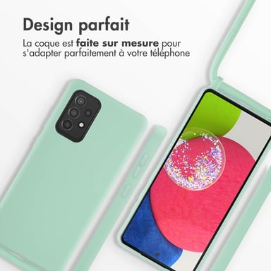 imoshion Coque en silicone avec cordon pour Samsung Galaxy A52(s) (5G/4G) - Vert menthe