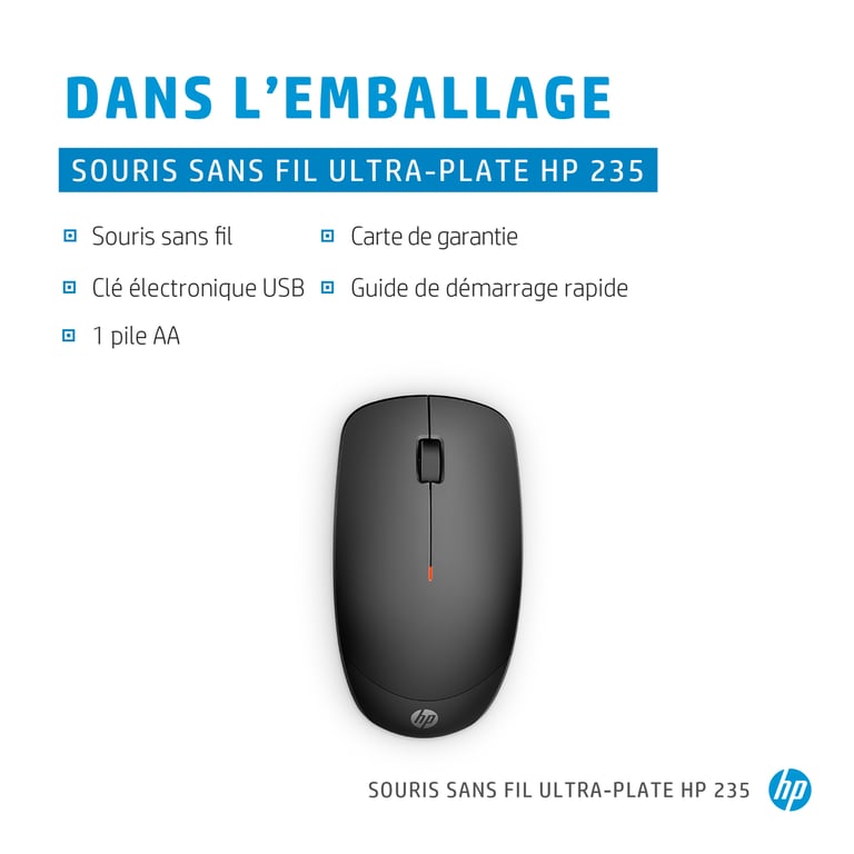 HP Souris sans fil ultra-plate 235 - Neuf