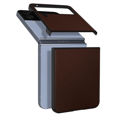 Funda para Samsung Galaxy Z Flip 4 Cuero Elegante Contorno Rígido Fina Marrón