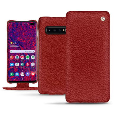 Housse cuir Samsung Galaxy S10+ - Rabat vertical - Rouge - Cuir grainé