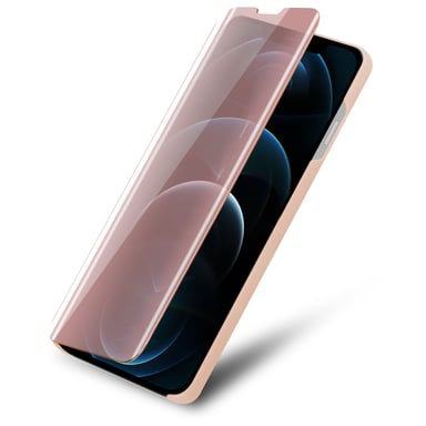 Coque pour Apple iPhone 13 PRO MAX en KUNZIT ROSE Clear View Housse de protection Étui de protection miroir avec fonction de support Protection à 360 degrés