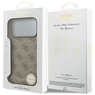 Custodia MagSafe Guess 4G Charms Collection per iPhone 17 Pro Max marrone