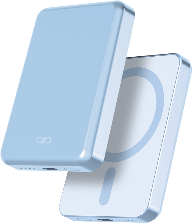 Powerbank sans fil MagSafe 5000mAh 1 port USB C 15W Qi Métal Bleu + Garantie à vie Force Power - Neuf