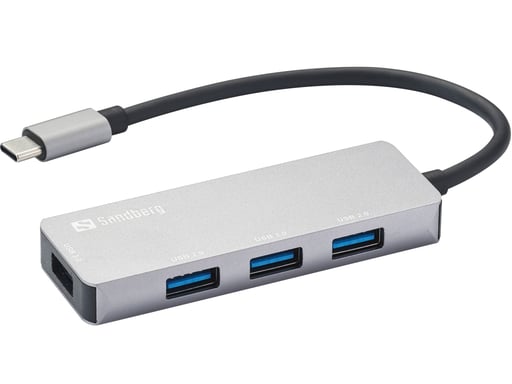 Sandberg 336-32 hub & concentrateur USB 3.2 Gen 1 (3.1 Gen 1) Type-C 5000 Mbit/s Gris