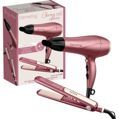Coffret set lisseur + Seche-cheveux - 2200 W - Cherry Chérie