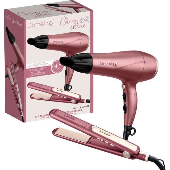 Coffret set lisseur + Sèche cheveux DEMELISS Cherry Chérie - vue 2