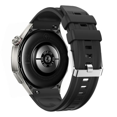 Bracelet en silicone incurvé compatible avec Huawei GT6 Pro avec boucle argentée - Bracelet de remplacement Black