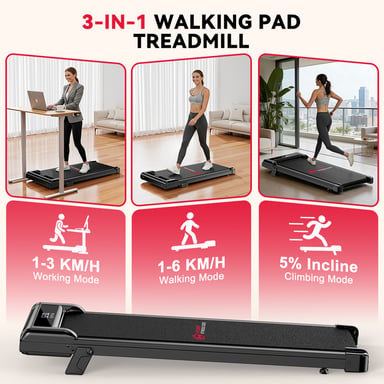 Tapis De Course Z3pb Avec Moteur Sans Balais, Vitesse 1-6 Km/h, 5% Inclinaison Manuelle, Noir, Rattantree