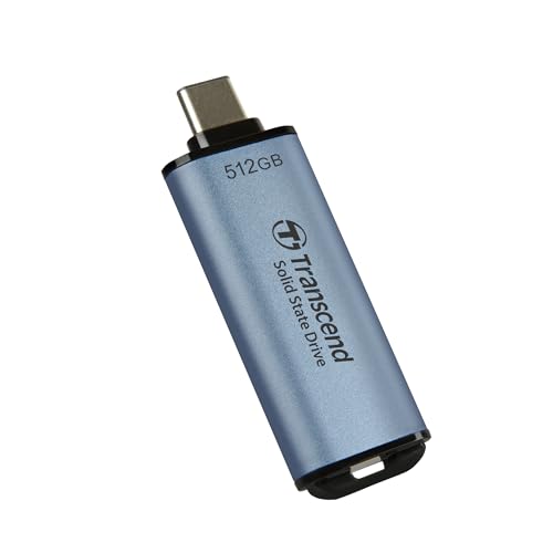 Transcend ESD300C 512GB USB Type-C 10Gb PS4/PS5 Compatibile SSD portatile, Blu ? TS512GESD300C