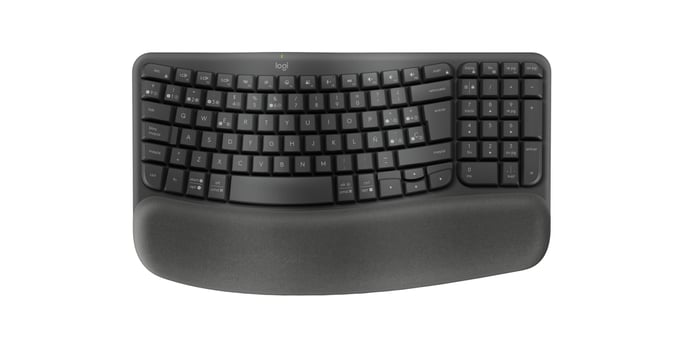 Logitech Wave Keys, teclado ergonómico inalámbrico con reposamanos acolchado, escritura cómoda y natural, Easy-Switch, Bluetooth, Logi Bolt, multisist