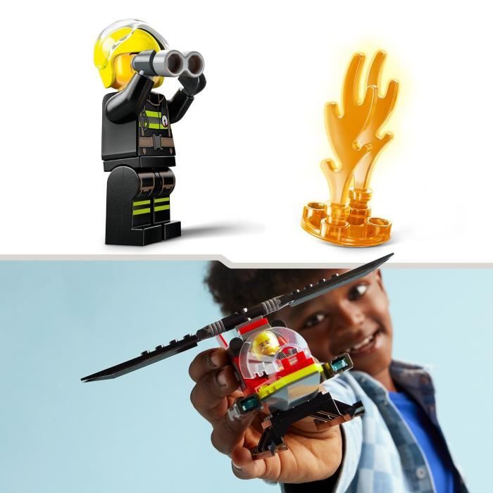 LEGO City ’Hélicoptère de Secours des Pompiers Ensemble de Construction avec Minifigurines de Pilote Pompier Cadeau pour Garçons et Filles de ou Plus Jeu Imaginatif 60411 - vue 3