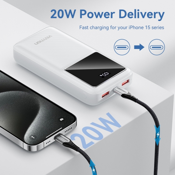Batterie Vention Powerbank 20000mAh USB C+A+A avec écran LED Couleur Neuf - vue 2