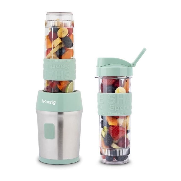 Mini Blender Smoothie Transportable Compact 570mL H.Koenig SMOO18 Sans BPA Puissant Mixeur à Smoothie 2 Bouteilles Portables 4 Lames en Inox 2 gourdes avec couvercles de voyage incluses - vue 5