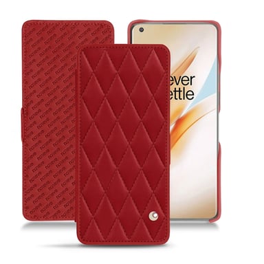 Housse cuir OnePlus 8 Pro -  - Rouge - Cuir lisse couture