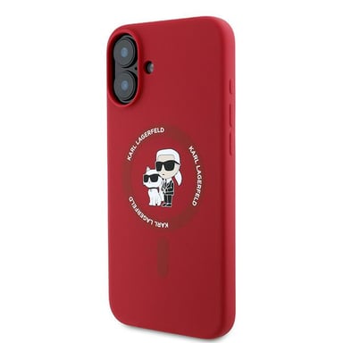 Étui Karl Lagerfeld pour iPhone 16 Plus 6.7'' rouge étui rigide Silicone Karl&Choupette Ring MagSafe