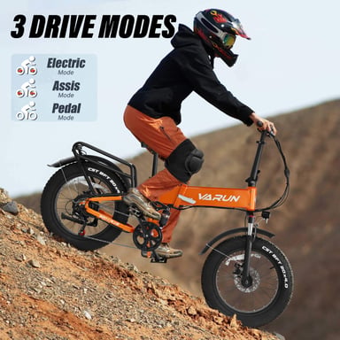 Vélo électrique pliant VARUN S20-2 tout suspendu 20 pouces avec batterie 48 V 13 Ah