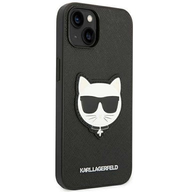 Funda Karl Lagerfeld para iPhone 14 Plus 6.7'' rígida negra Saffiano Choupette Head Patch