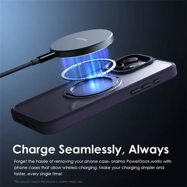 oraimo PowerDock 15W – Chargeur sans fil Qi rapide pour iPhone et Android, design compact universel