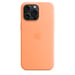 Coque en silicone avec MagSafe pour iPhone 15 Pro Max Sorbet à l orange