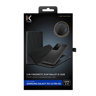 GEN 2.0 Custodia e cover magnetica sottile 2 in 1 per Samsung Galaxy S21 Ultra 5G, nero