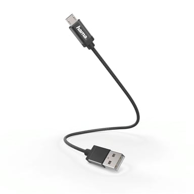 Câble de charge/données, micro-USB, 0,2 m, noir