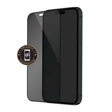 Protector de pantalla privado de cristal templado (100% cobertura de superficie) para Apple iPhone 14 Pro Max, Negro