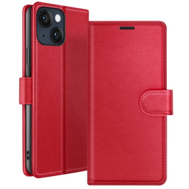 Zanaé Funda tipo cartera para iPhone 14 Plus con soporte y lengüeta magnética Rojo