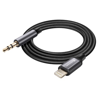 Swissten Cable auxiliar Lightning a Jack 3.5 mm Nylon 1.5m Negro Negro