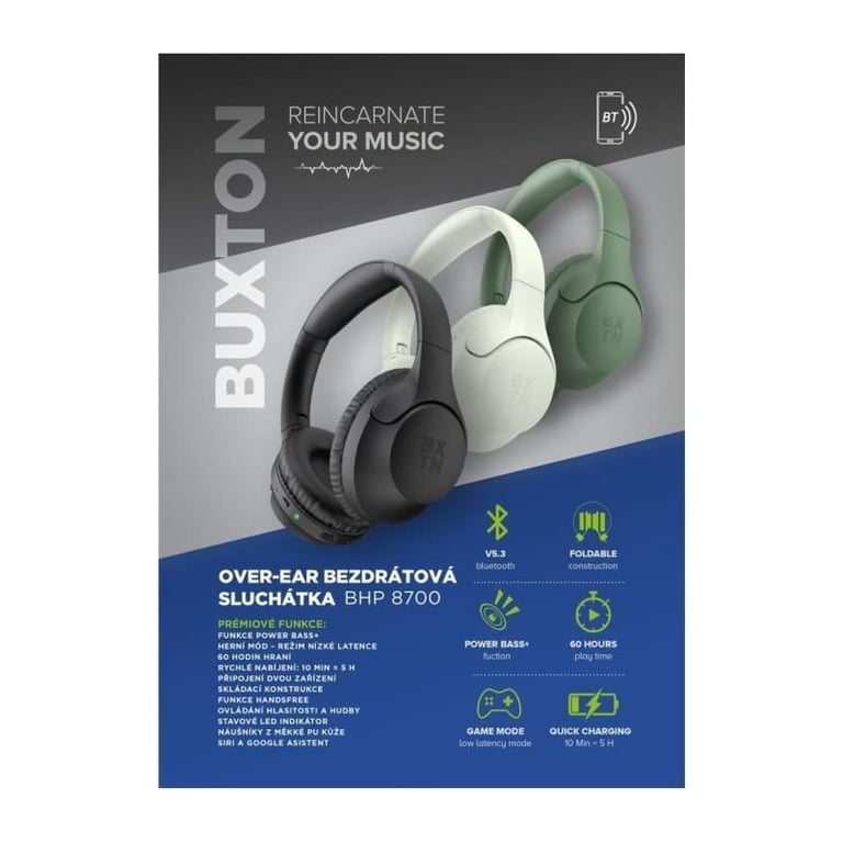 Casque Supra Auriculaire Sans Fil Buxton BHP 8700 – Autonomie 60 Heures, Mode Jeu - vue 4