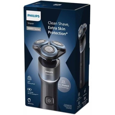 Afeitadora Eléctrica Philips Serie 5000X X5006 Wet & Dry, 27 Cuchillas de Acero Inoxidable Autoafilables, Cabezal Giratorio 360°, Tecnología SkinProtect