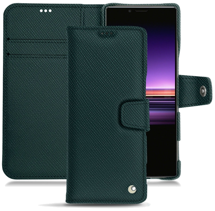 Housse cuir Sony Xperia 1 - Rabat horizontal portefeuilleVert