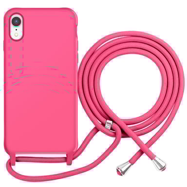 Moxie Funda para iPhone XR de TPU Premium Color Lace con cordón para el cuello Fucsia