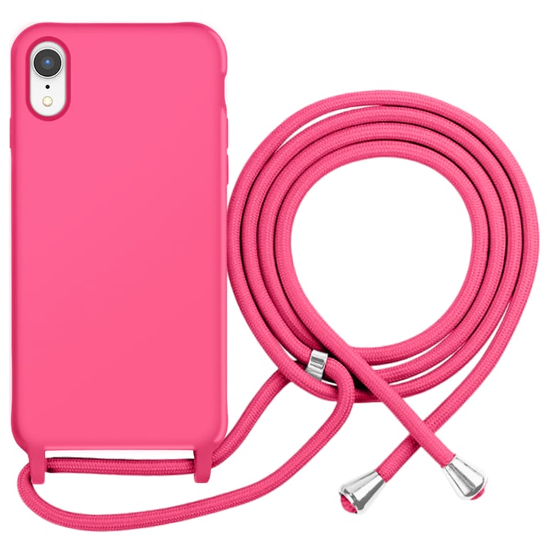 MOXIE Coque pour iPhone XR en TPU Premium Color Lace avec Cordon Tour de Cou Fuchsia