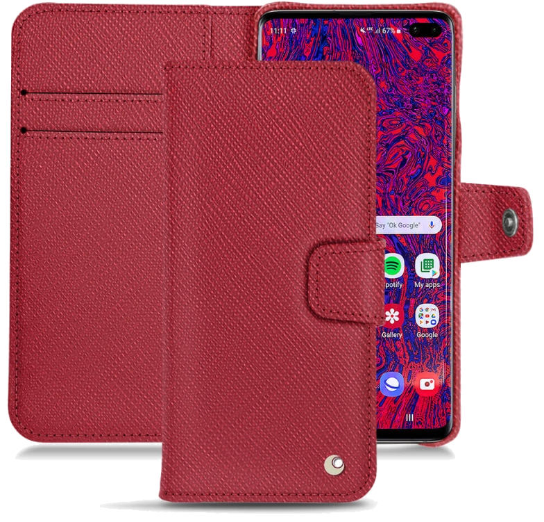 Housse cuir Samsung Galaxy S10+ - Rabat horizontal portefeuilleRouge