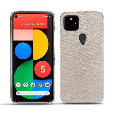 Coque cuir Google Pixel 5 -  - Gris - Cuir saffiano