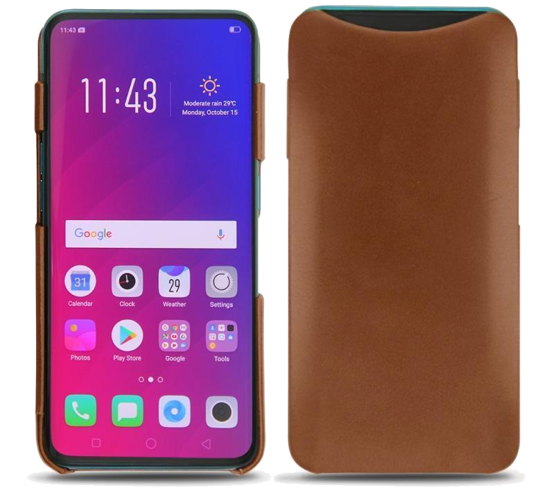 Coque cuir Oppo Find X - Coque arrièreMarron