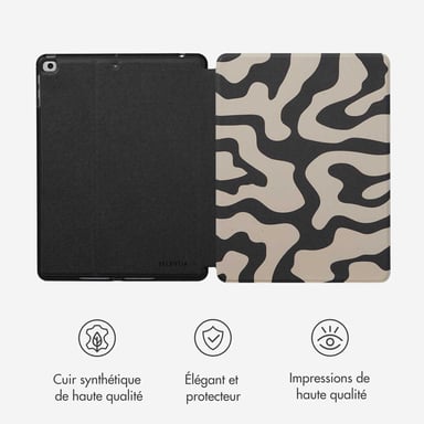 Selencia Coque tablette Vivid pour Apple iPad 6 (2018) 9.7 pouces / iPad 5 (2017) 9.7 pouces - Art Wave Black