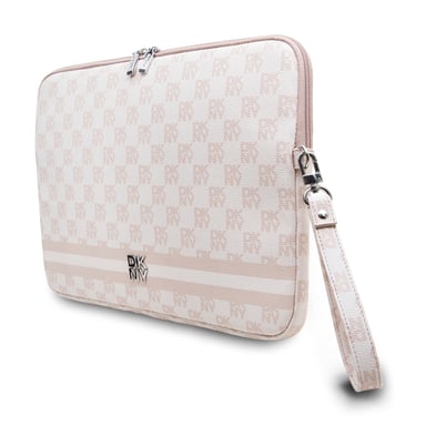 DKNY Elegante funda para PC de 13 / 14 pulgadas con estampado de cuadros y rayas Rosa