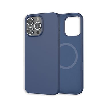 Coque pour iPhone 16 Pro Max MagSafe Silicone Oléophobe et Anti-rayures Bleu