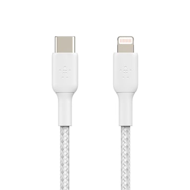Câble à gaine tressée USB-C vers Lightning BOOST?CHARGE™ (1 m), Blanc