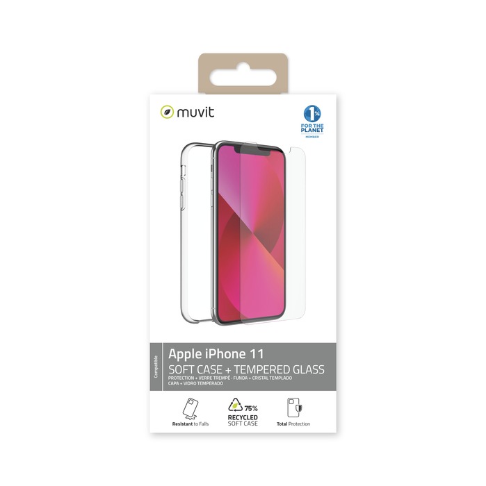 Pack protection Muvit For Change Recycletek pour Apple iPhone 11 + Verre trempé - vue 4