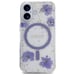 Étui Guess Resin Flowers Glitter MagSafe pour iPhone 16 violet