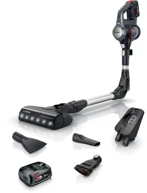 Bosch BBS712A aspiradora de pie y escoba eléctrica Aspiradora escoba Batería Secar Sin bolsa 0,3 L Negro, Acero inoxidable