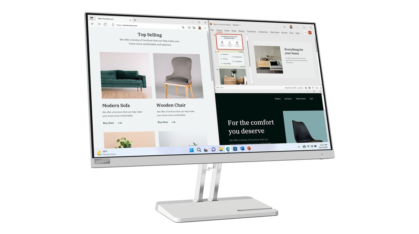 Lenovo L27e-40 écran plat de PC 68,6 cm (27 ) 1920 x 1080 pixels Full HD LED Gris - Neuf