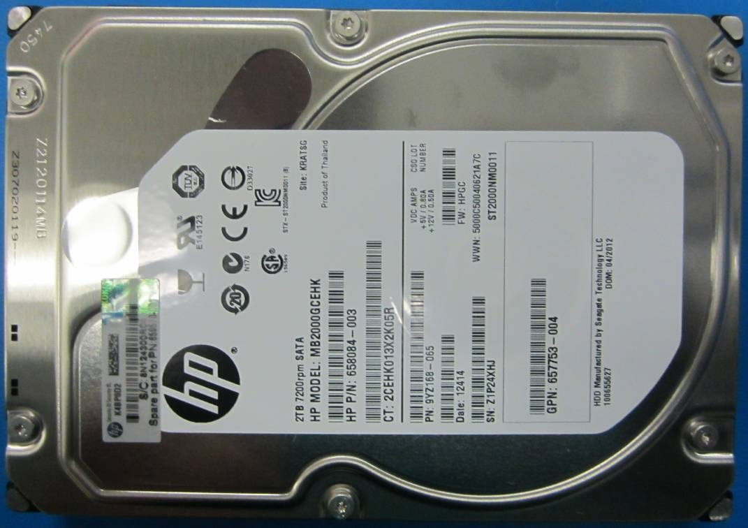 HPE Disque dur Midline Interne 3.5 LFF SATA 6Gb/ 7200 toursmin